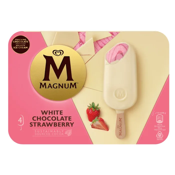 Magnum Chocolat blanc/Fraise x4