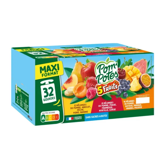 Pom'potes gourde SSA mix fruits jaunes/rouges/exotic 32X90G