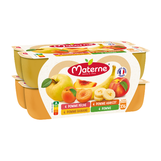 Compotes coupelle Materne sans sucres ajoutés fruits jaunes